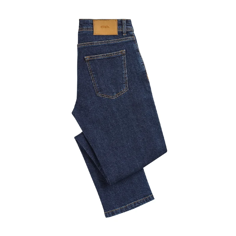 men's sun protection trousers-Regular-Fit Stretch-Cotton Denim Blue Jeans