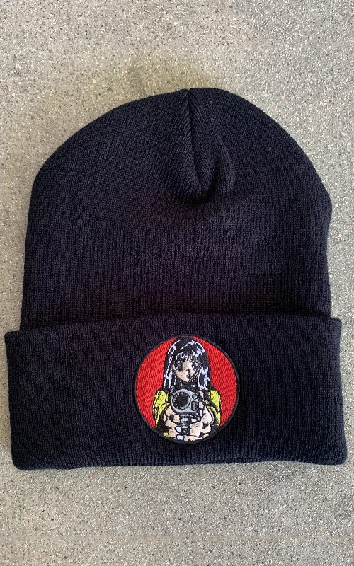 men's sportswear sweatshirts-Barrel of a Gun Beanie - BLACK