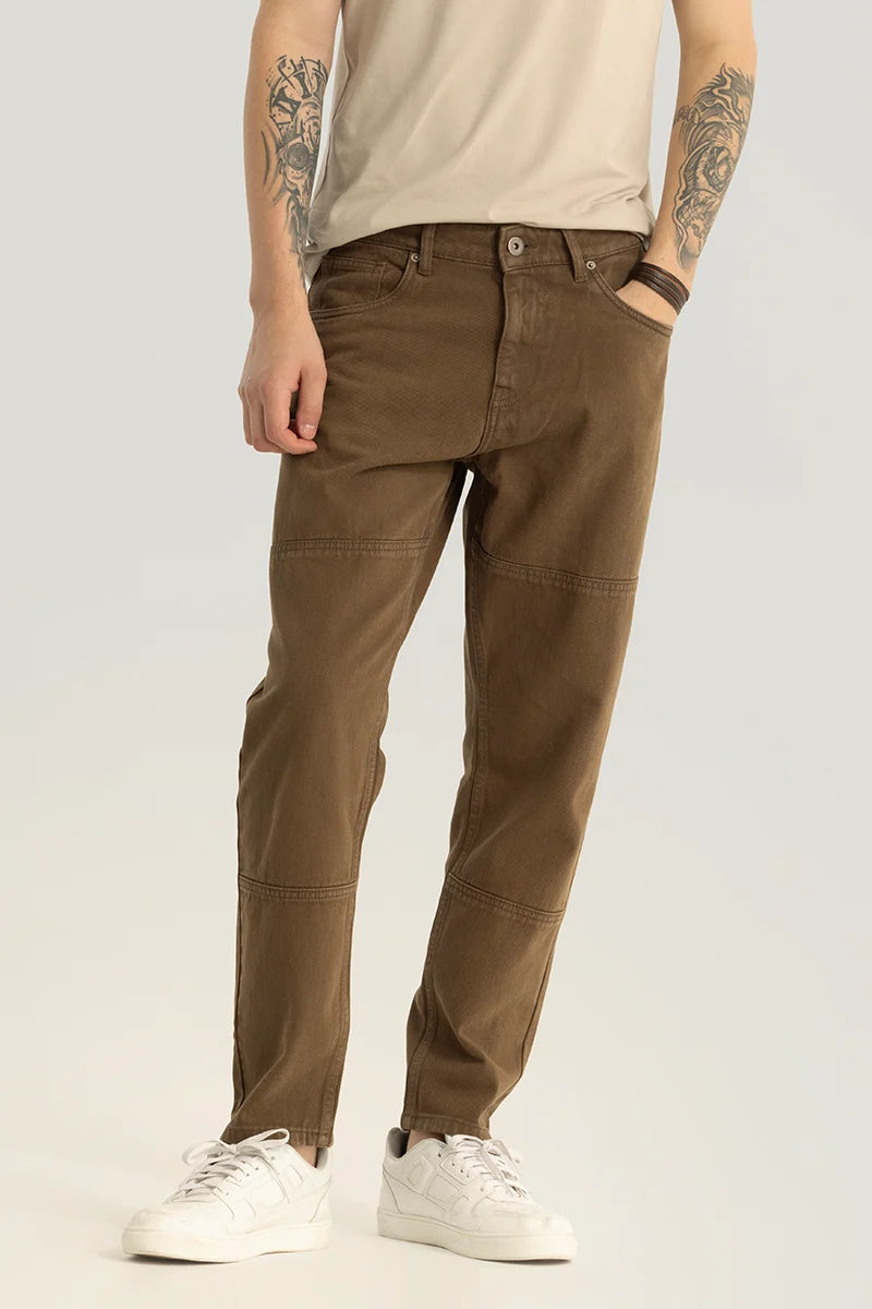 men's comfortable fit trousers-Trendstitch Brown Baggy Fit Jeans