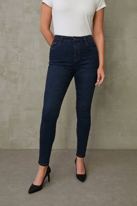 men's high rise pants-Jeans taille haute, coupe ajustée - Femme