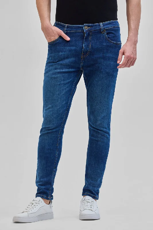 men's work pants-Navy Skinny Fit Jeans