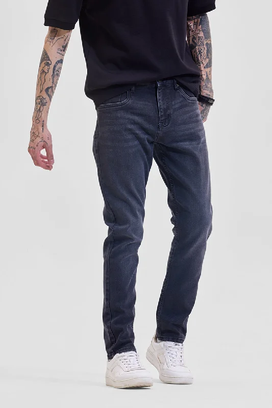 men's gym trousers-Charcoal Grey Slim Fit Jeans