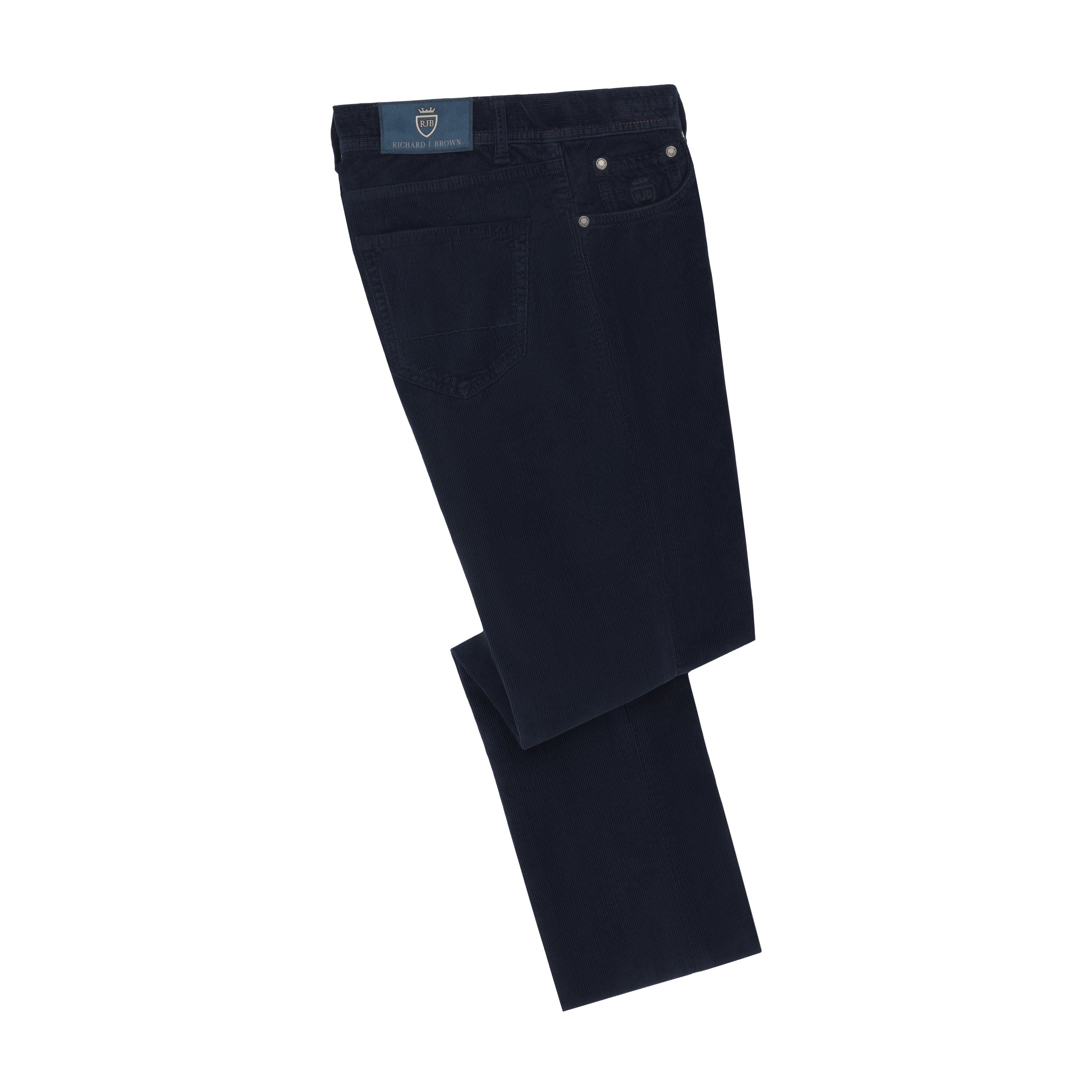 men's flat front pants-Corduroy Stretch-Cotton Jeans in Indigo Blue