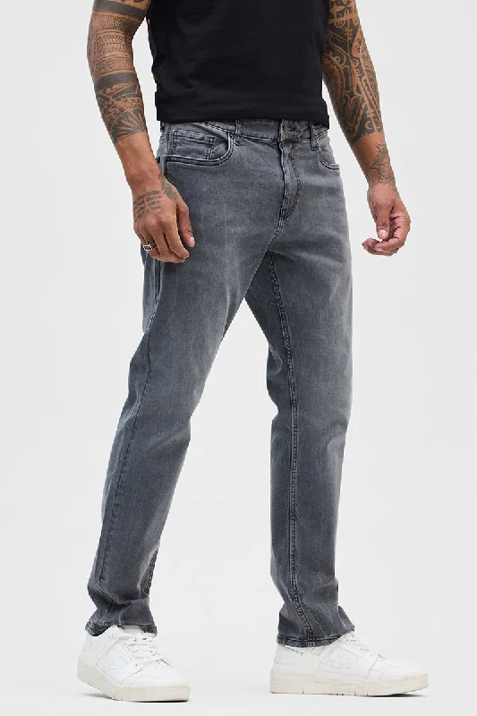 men's eco-friendly pants-Grey Comfort Fit Jeans