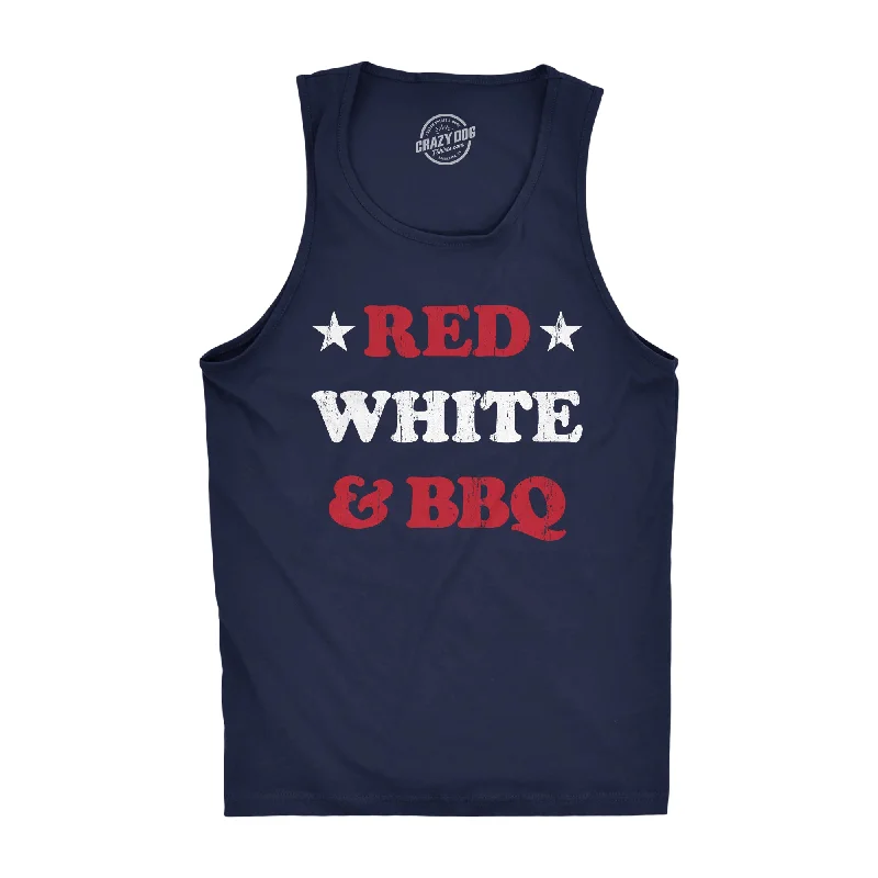 men's tank top for basketball-Red White And BBQ Men's Tank Top