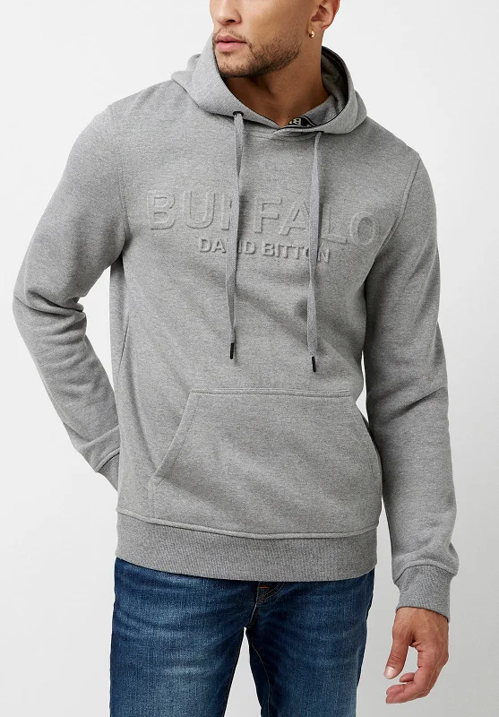 men's UV protection sweatshirts-Fadol Men's Fleece Hoodie in Light Heather Grey - BPM13610V