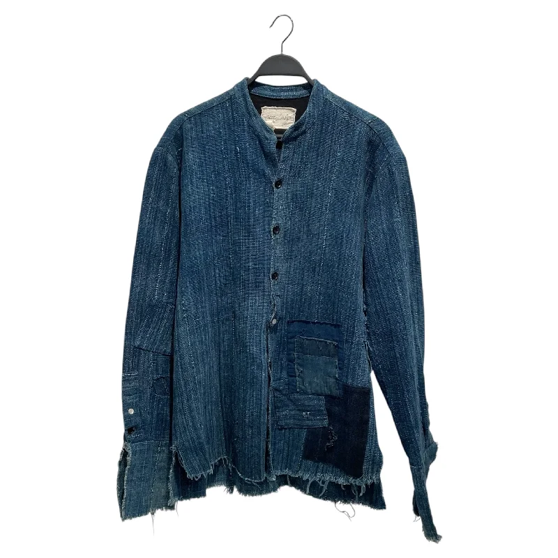 men's zip-up coats-GREG LAUREN/Coat/3/Denim/IDG/African Mud Cloth Chore Coat