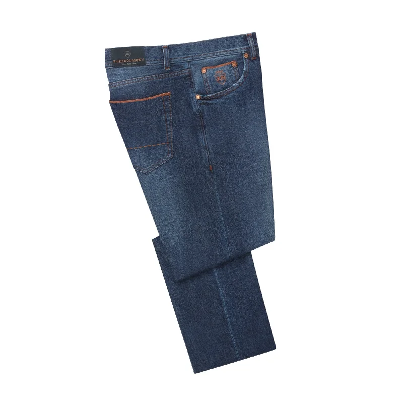 men's fishing trousers-"Milano" Regular-Fit Selvedge Denim Jeans