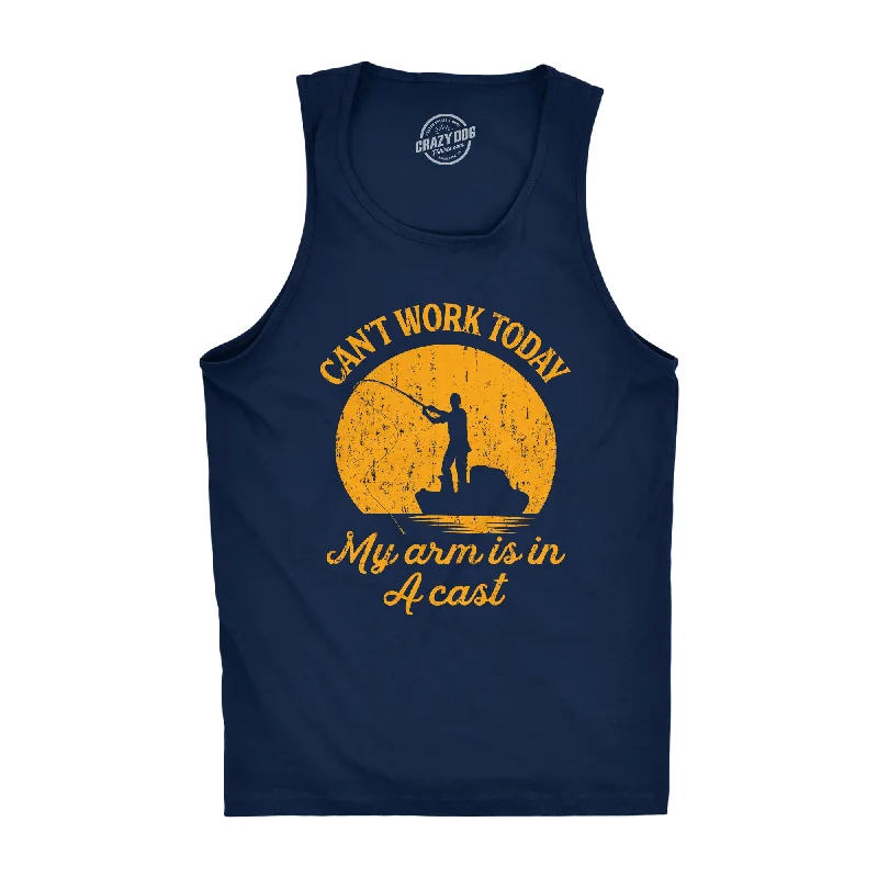 men's tank top relaxed fit-Can't Work Today My Arm Is In A Cast Men's Tank Top