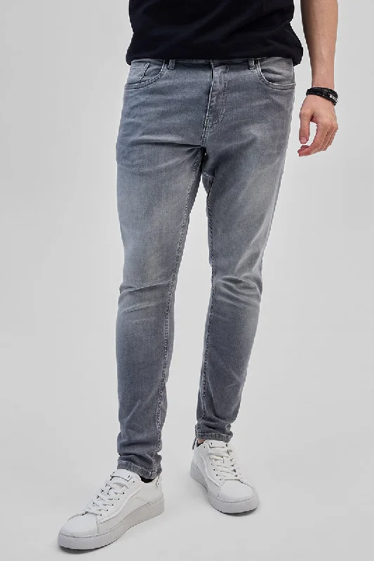 men's linen trousers-Light Grey Skinny Fit Jeans