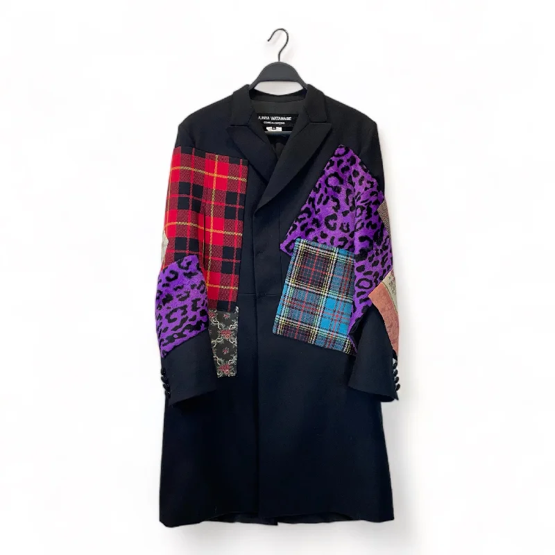 men's eco-friendly coats-JUNYA WATANABE COMME des GARCONS/Coat/M/Wool/BLK/PATCHES