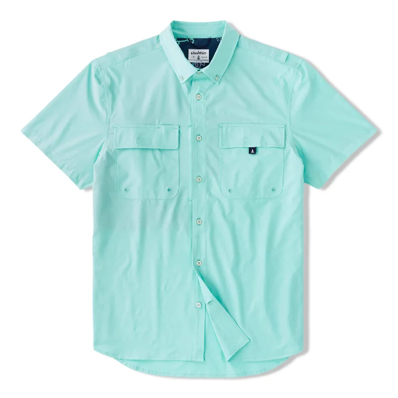 men's tailored shirts-Chubbies The I See the Foam Short Sleeve Sport Shirt - Teal - Solid