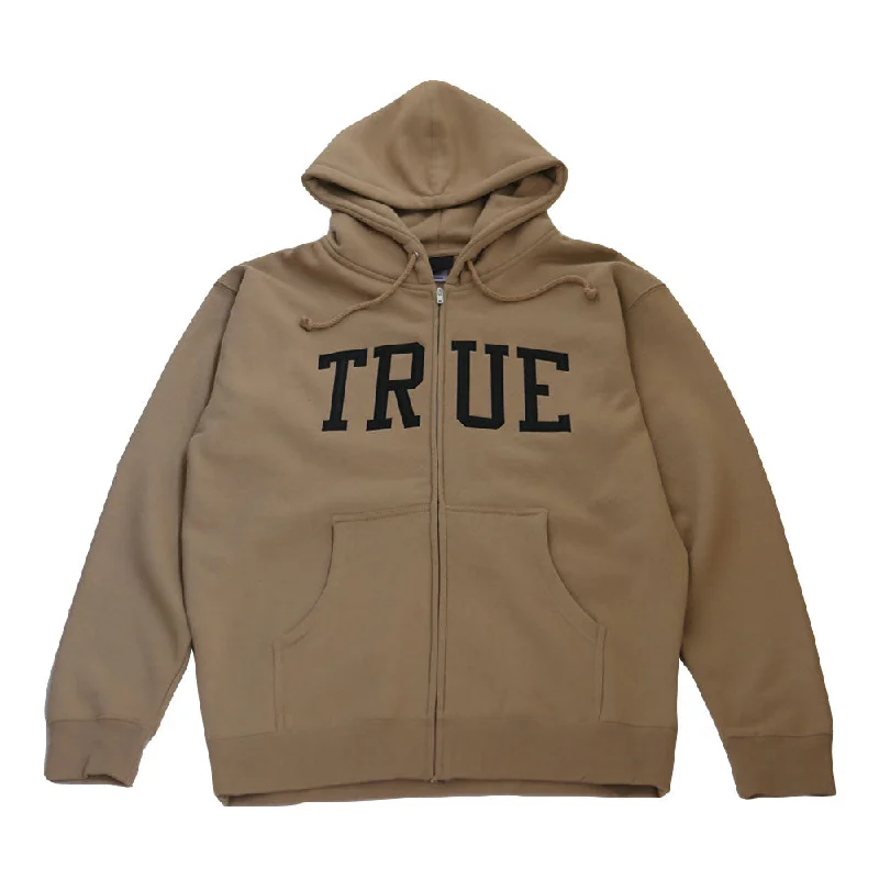 men's sports hoodies-Men's True Arched Zip Hoodie Tan