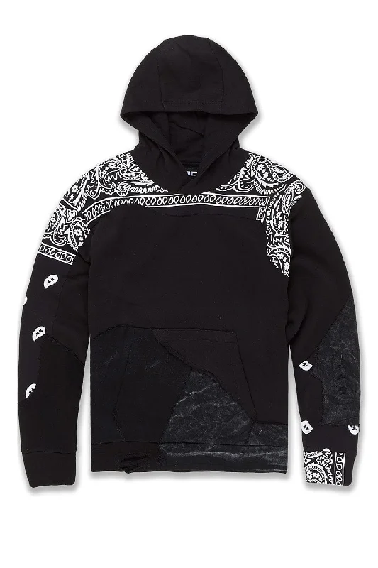 men's high-quality sweatshirts-Paisley Pullover Hoodie (Noir)