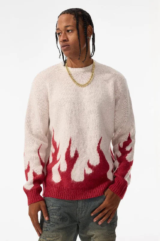 men's oversized sweatshirts-Inferno Crewneck Sweater (Blood Ivory)