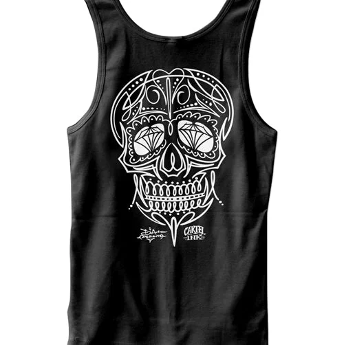 men's tank top for men affordable-Pinstriped Skull Men's Tank Top