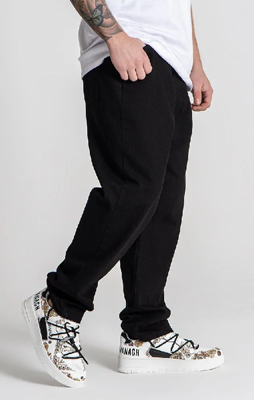 men's business casual trousers-Black GK Balloon Jeans