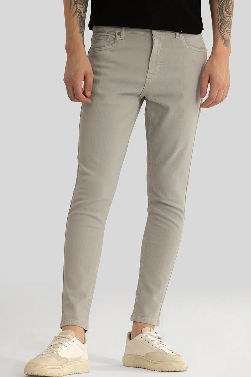 men's tapered jeans-Quantum Grey Plain Skinny Fit Jeans