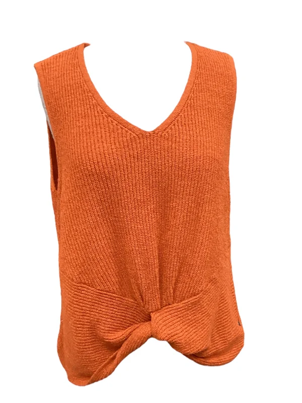 men's travel vests-Vest Sweater By Marled In Orange, Size: Xl