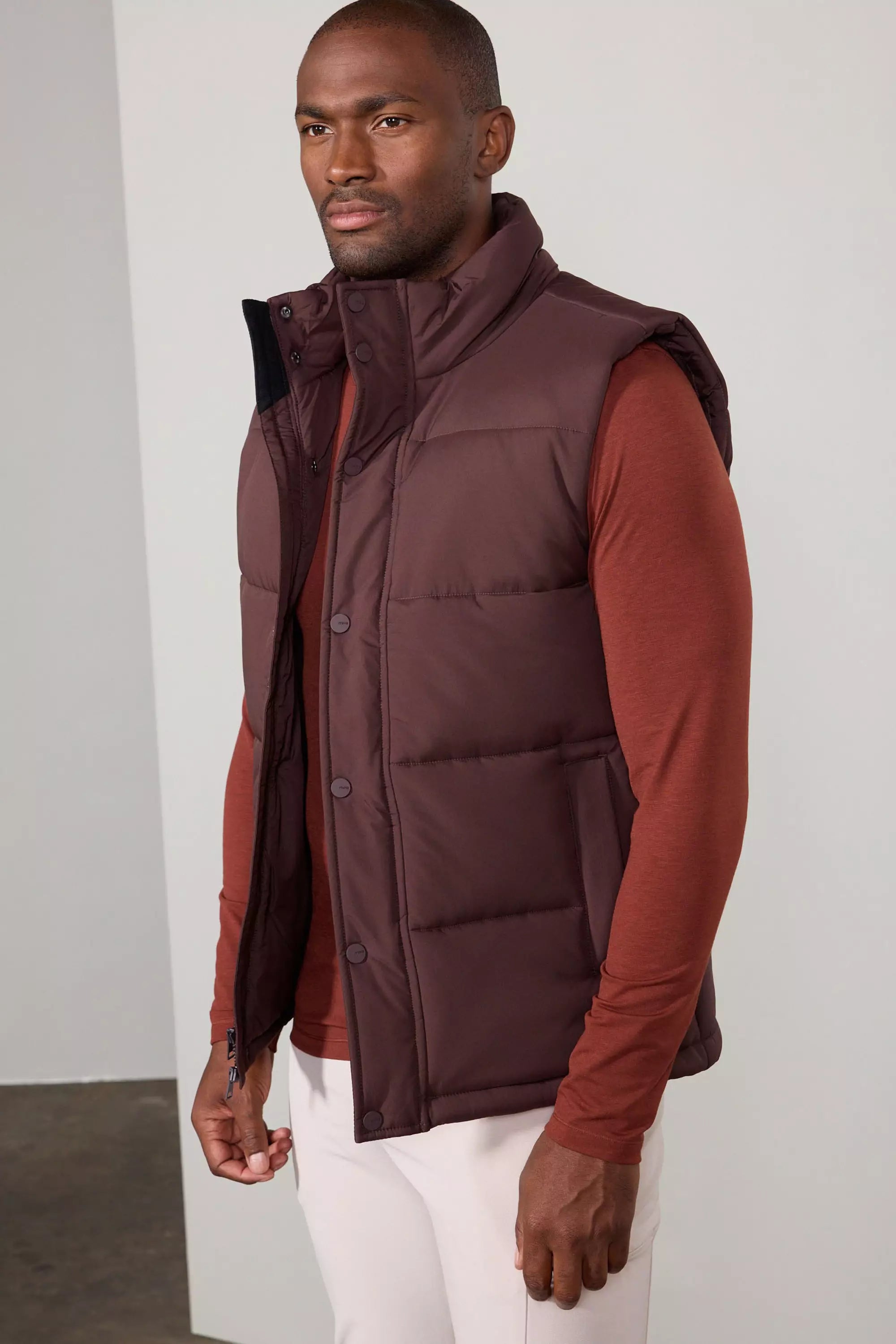 men's UV protection vests-Featherlight Puffer Vest - Chocolate Brown