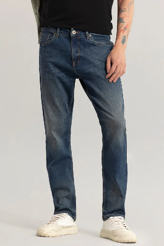 men's skinny pants-Cascade Aegean Blue Comfort Fit Jeans