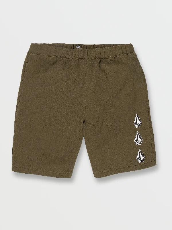 men's tennis shorts-Iconic Stone Fleece Shorts - Military