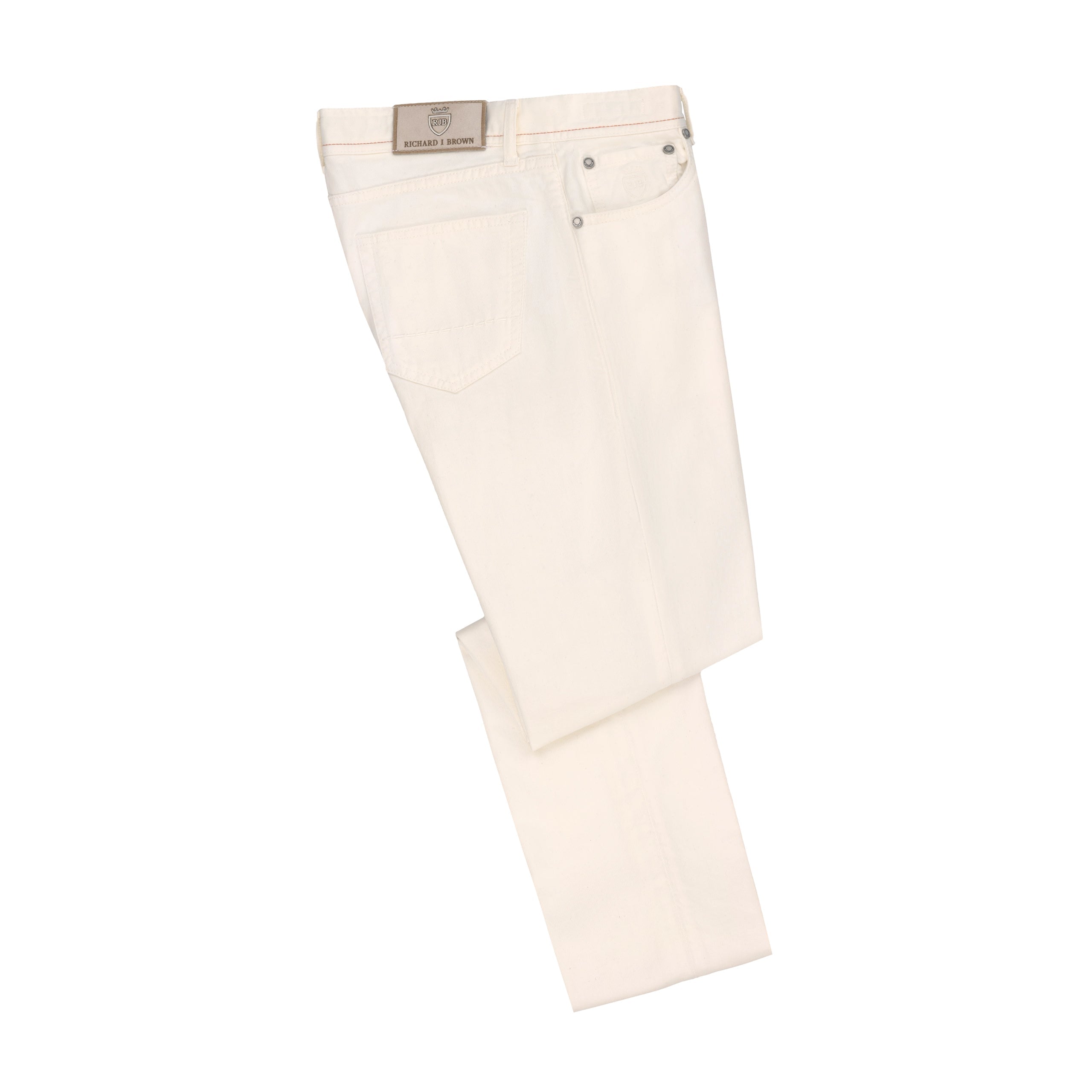 men's casual pants-Slim-Fit Cotton Jeans in Milk White