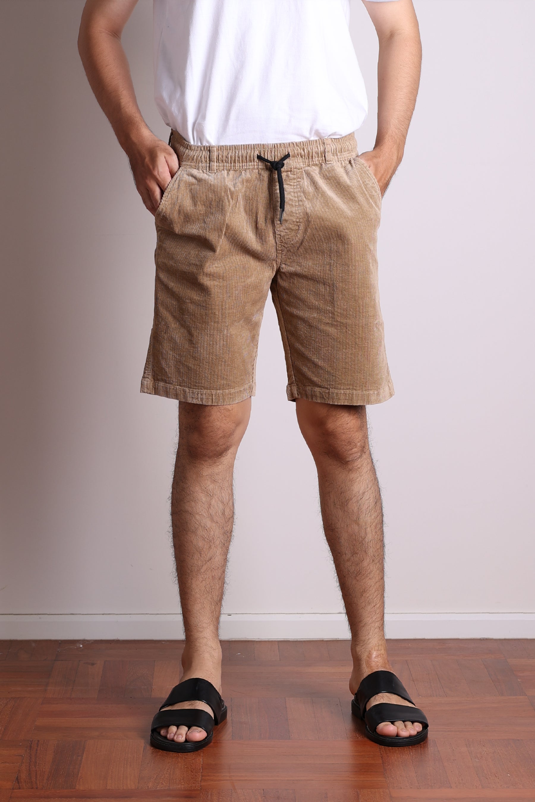 men's bold shorts-Jack Russel - Men Shorts - Handwerk JS-333/17 Slim Fit Corduroy Khaki