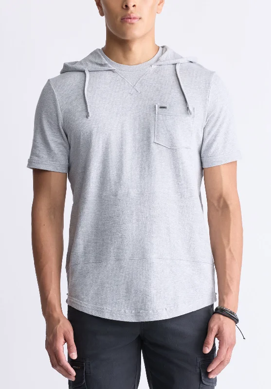 men's trendy fashion t-shirts-Katoni Men's Short-Sleeve Hooded T-Shirt, Heather Grey - BM24524