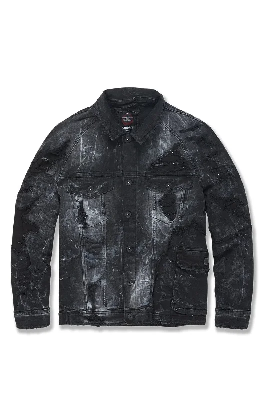 men's urban jackets-Big Men's Ambition Denim Trucker Jacket (Industrial Black)