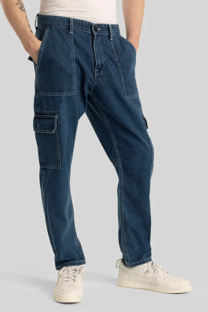 men's event trousers-Daniele Blue Baggy Fit Jeans