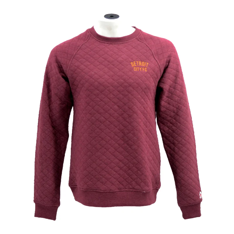 men's streetwear sweatshirts-Highland Quilted Crew- Heather Maroon