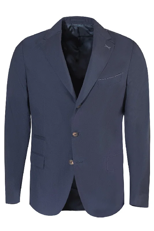 men's chic jackets-Single Breasted Jacket  - Blue