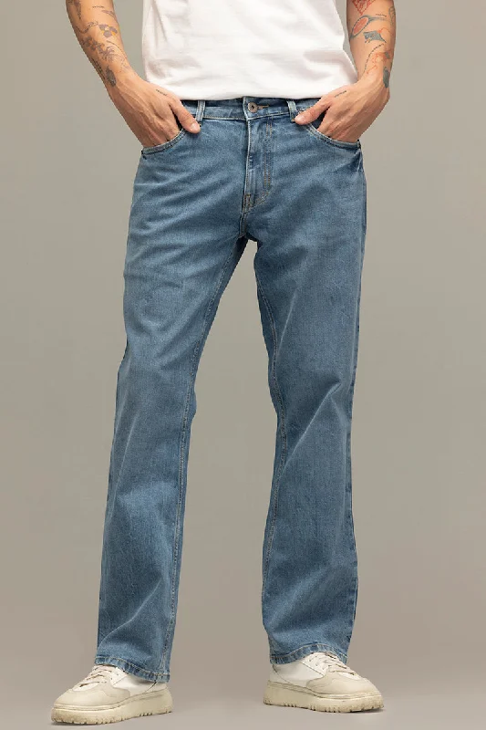 men's lounge pants-City Slicker Stone Blue Boot Cut Jeans