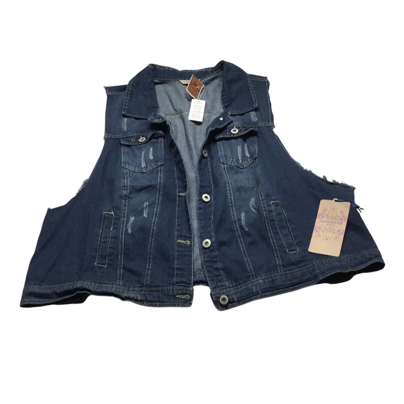 men's premium vests-Vest Other By Highway In Blue Denim, Size: 3x