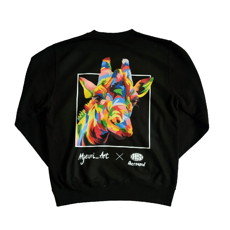 men's daily wear sweatshirts-A.S. Africa Giraffe Sweatshirt (Black)