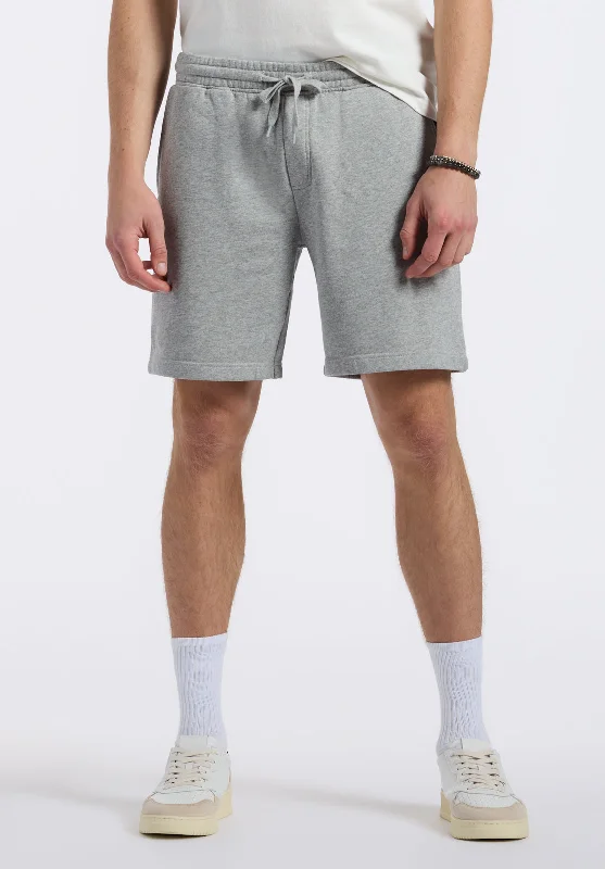 men's linen shorts-Hilston Men's Fleece Relaxed Shorts, Heather Grey - BM24536