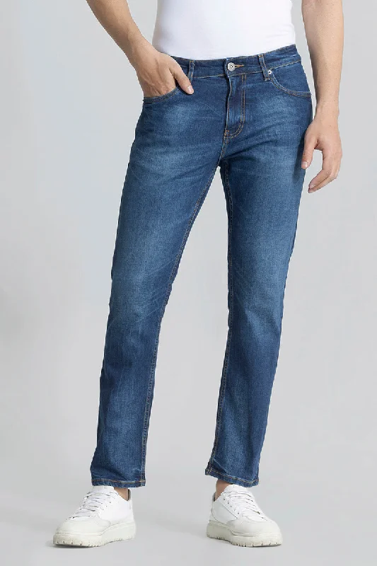 men's straight jeans-Cascade Prussian Blue Comfort Fit Jeans