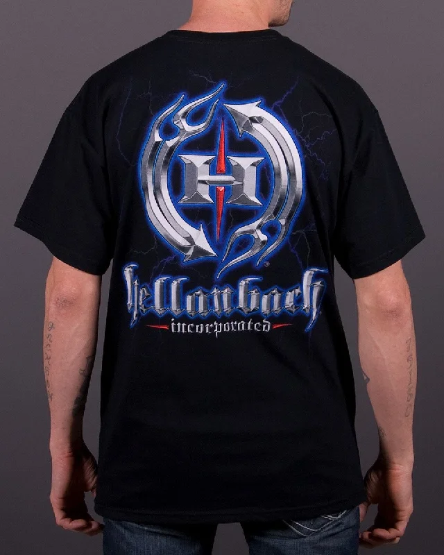 men's striped t-shirts-Hellanbach Lightning Logo T-Shirt