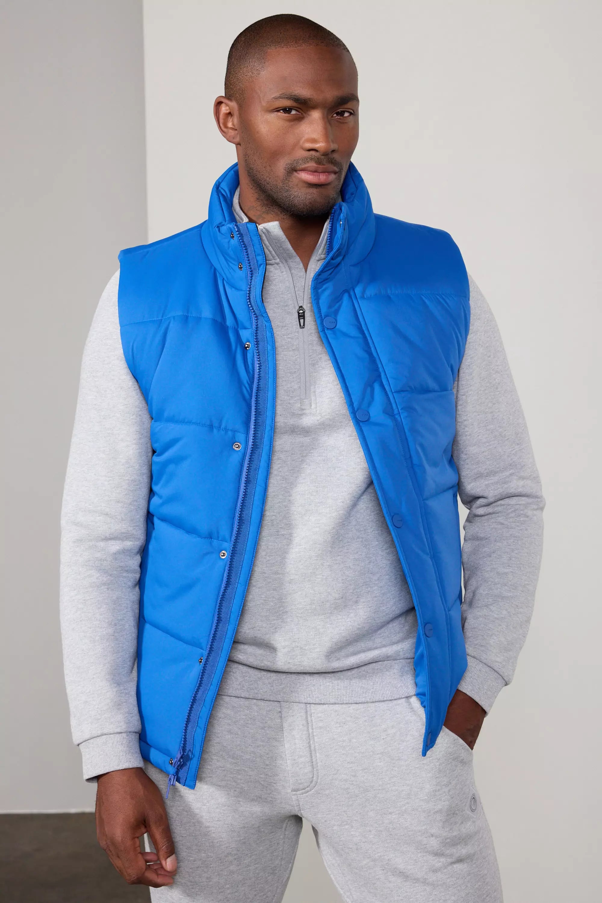 men's multi-pocket vests-Featherlight Puffer Vest - True Blue