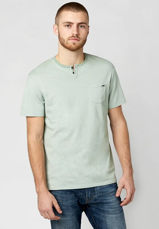 men's slim fit t-shirts-Kique Men's Slub Cotton T-Shirt in Black in Green - BM23463