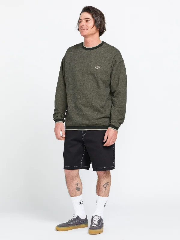 men's high-quality sweatshirts-Volcom Entertainment Hockey Dad Crew Sweatshirt - Lemon Heather