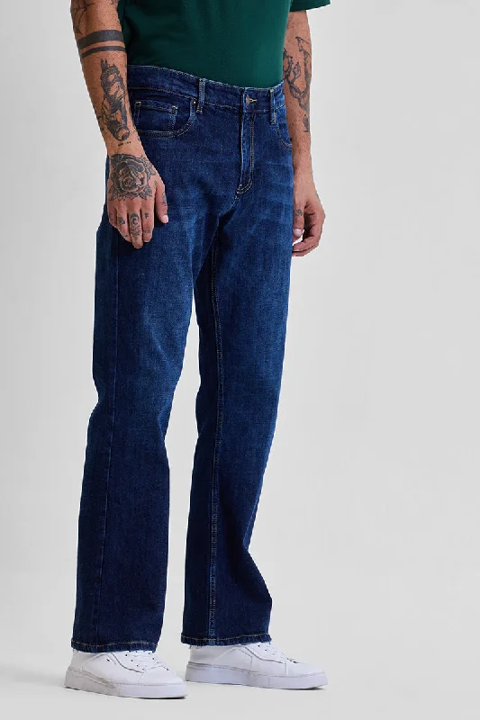 men's quick dry pants-Navy Bootcut Jeans