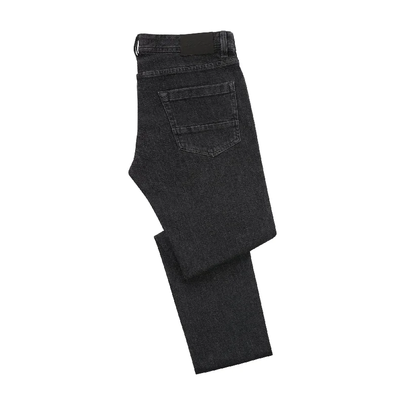 men's affordable trousers-Slim-Fit Stretch-Cotton Jeans in Dark Grey