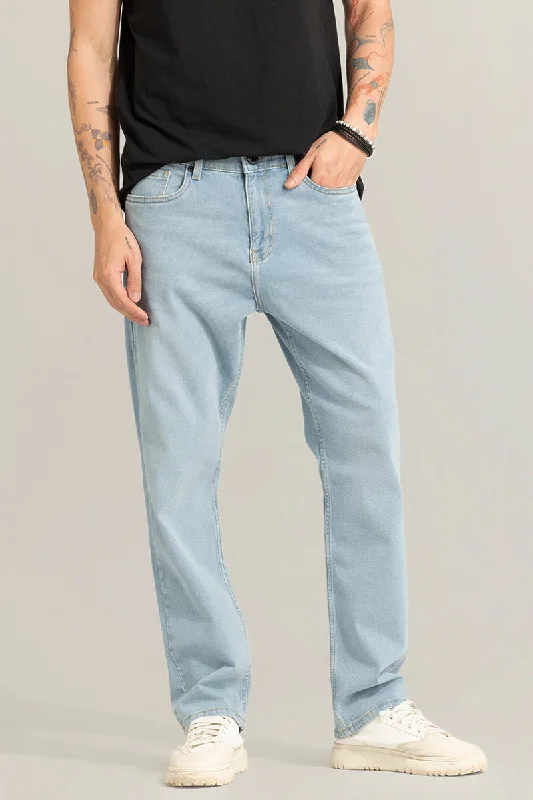 men's straight leg pants-Romania Sky Blue Comfort Fit Jeans