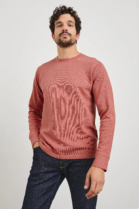 men's designer t-shirts-RHEESE THERMAL - RED BRICK