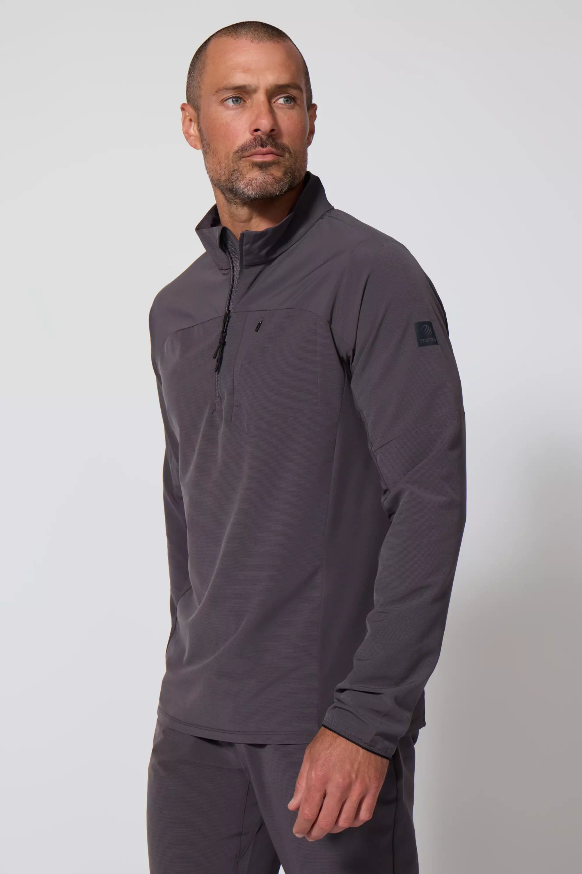 men's recycled sweatshirts-Rove 1/2 Zip - Asphalt