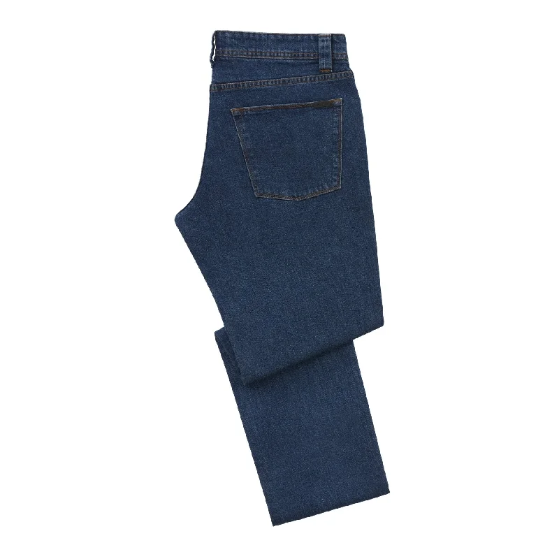 men's hunting pants-Slim-Fit Stretch-Cotton Jeans in Denim Blue