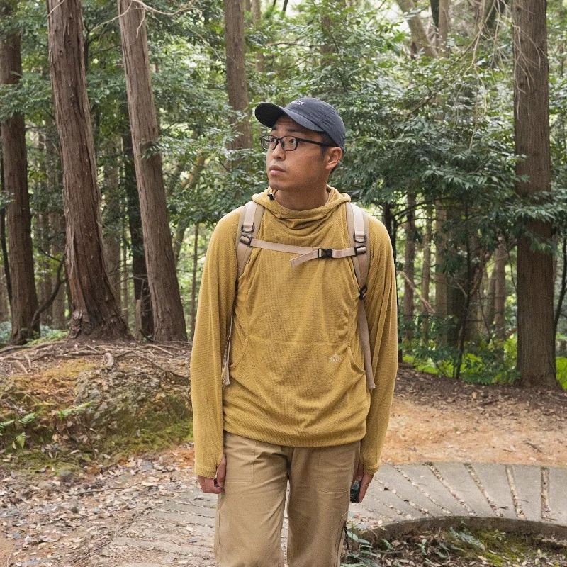 men's adventure sweatshirts-Mens Air-Grid Fleece Mustard