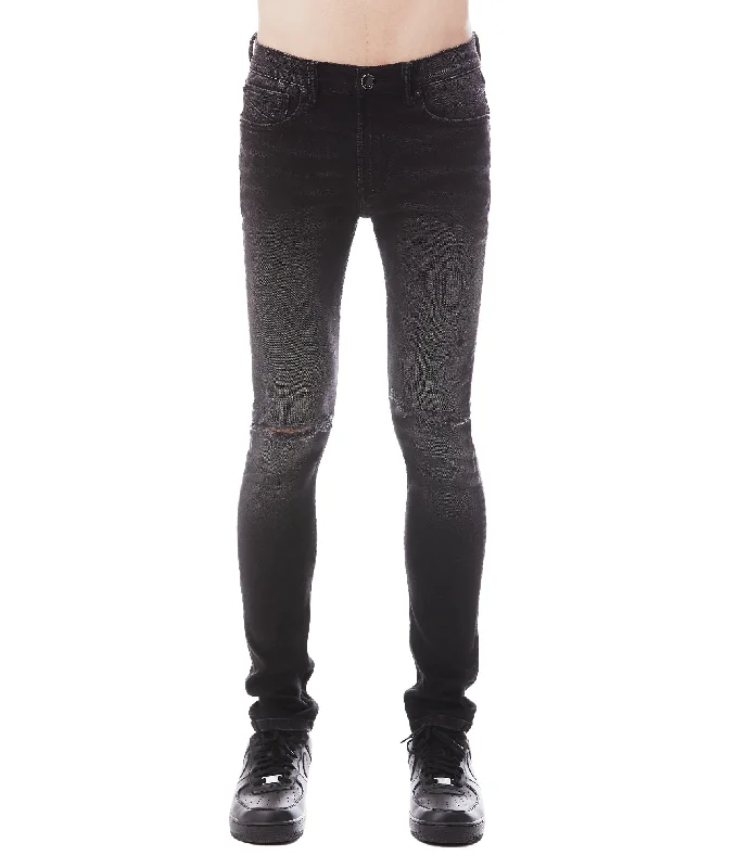 men's comfortable fit trousers-STRAT SUPER SKINNY IN BLACK AGED